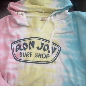 Ron Jon surf shop crop tye dyed hooded sweatshirt